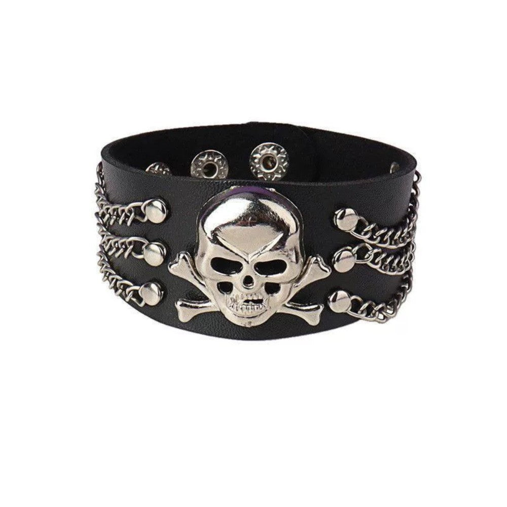 Gothic Skull Rivet Leather Bracelet