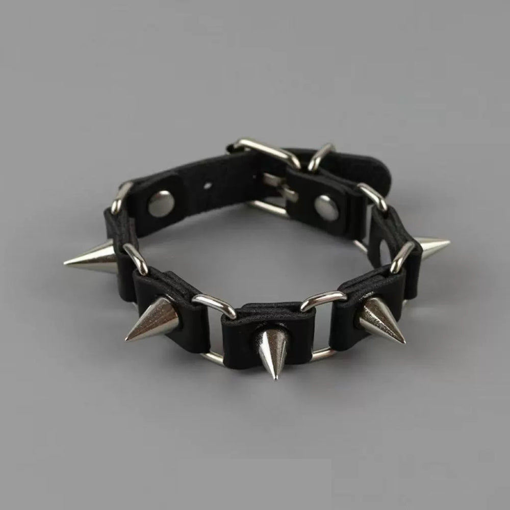 Riot Spike Leather Wristband