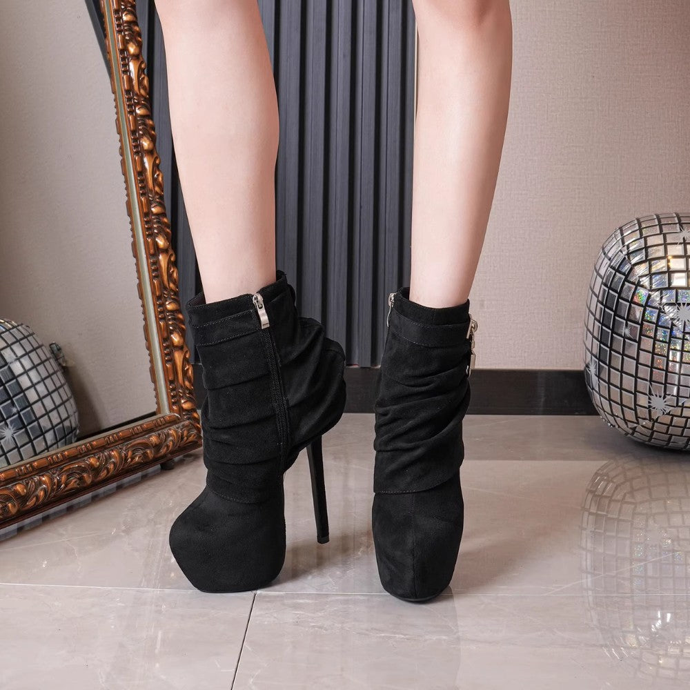 Suede Platform High Heel Boots