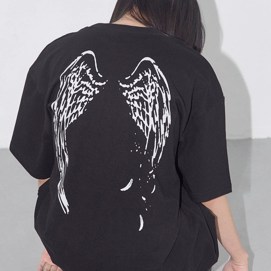 Grunge Angel Wings Graphic Tee