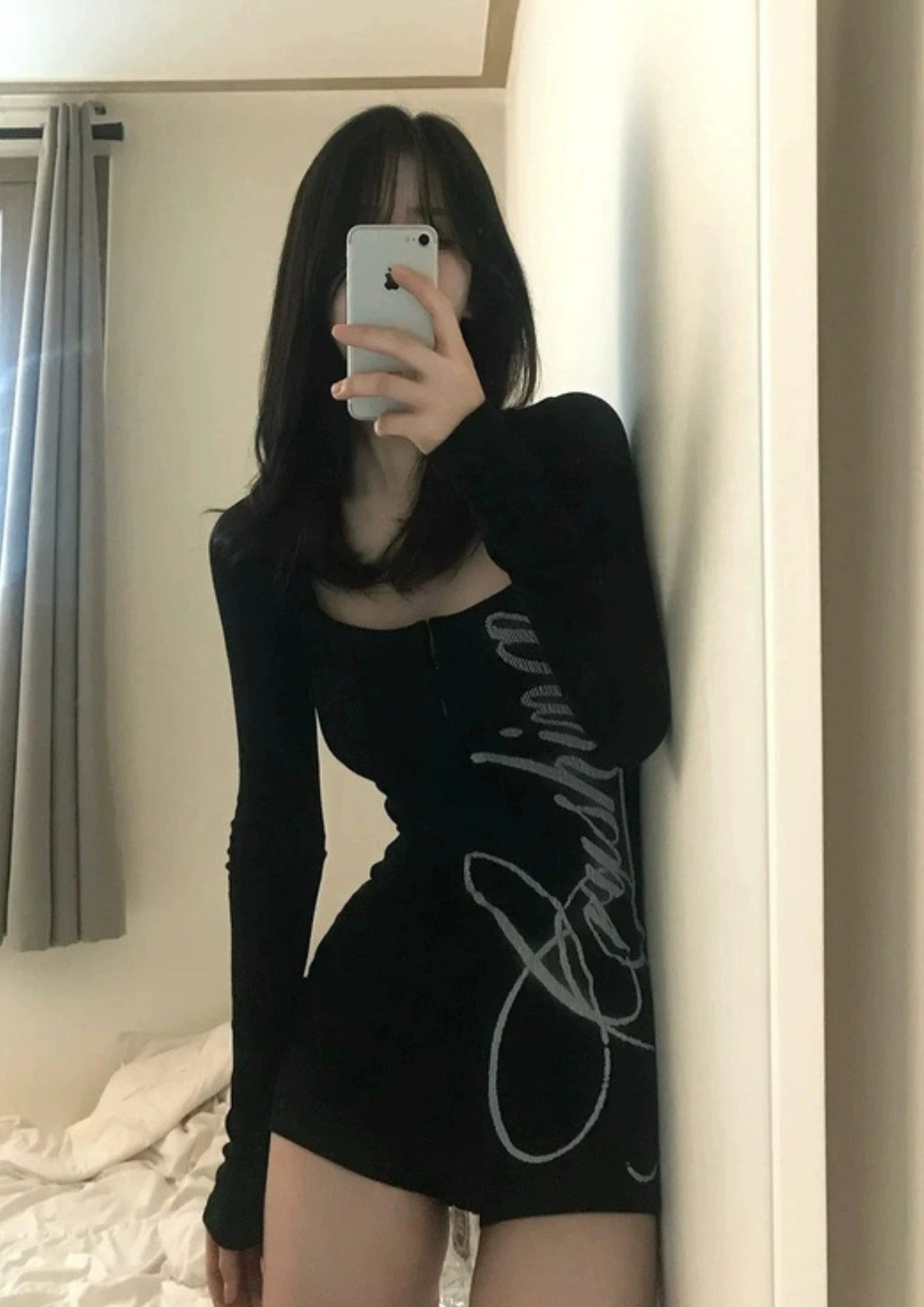 Midnight Script Square Neck Bodysuit