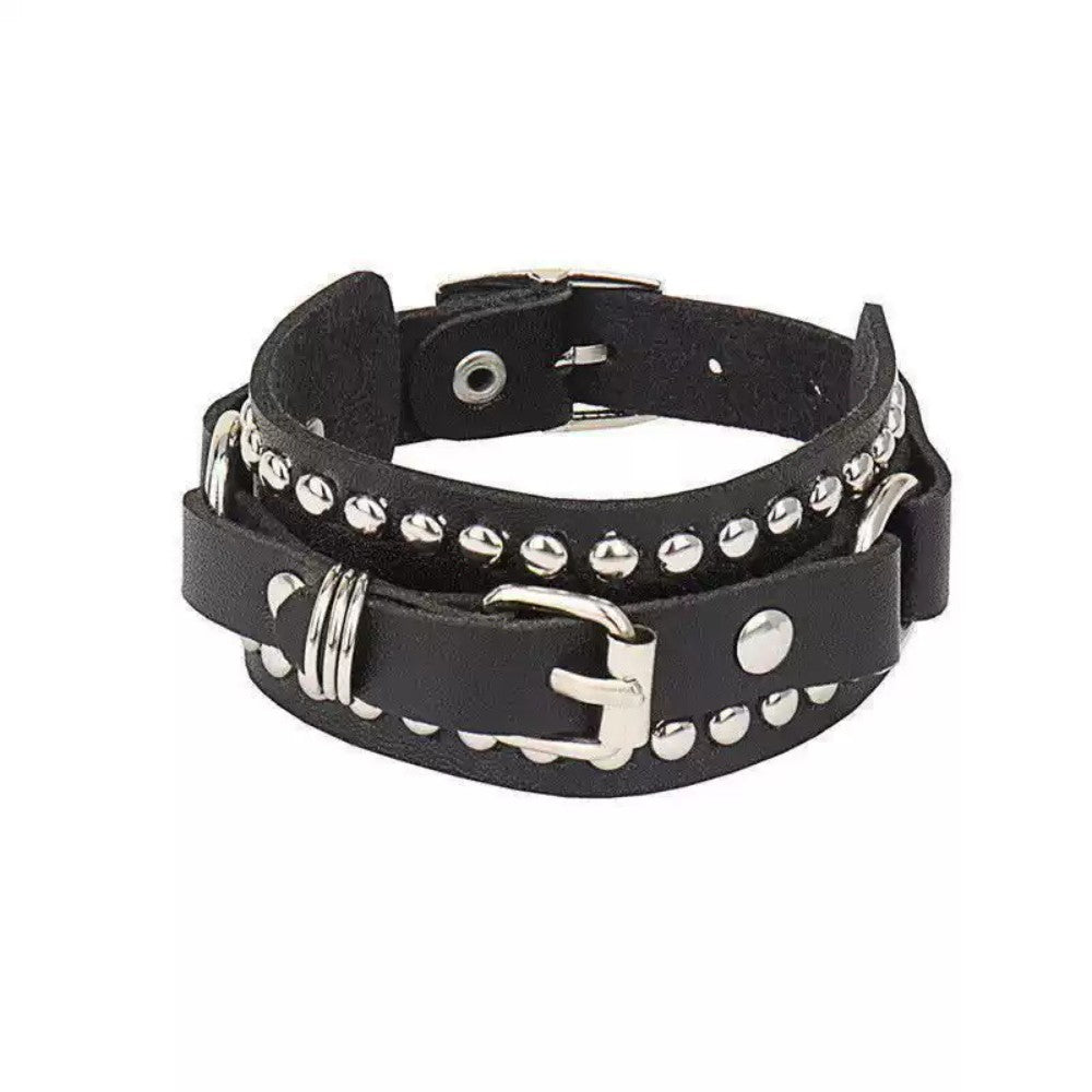 Gothic Skull Rivet Leather Bracelet