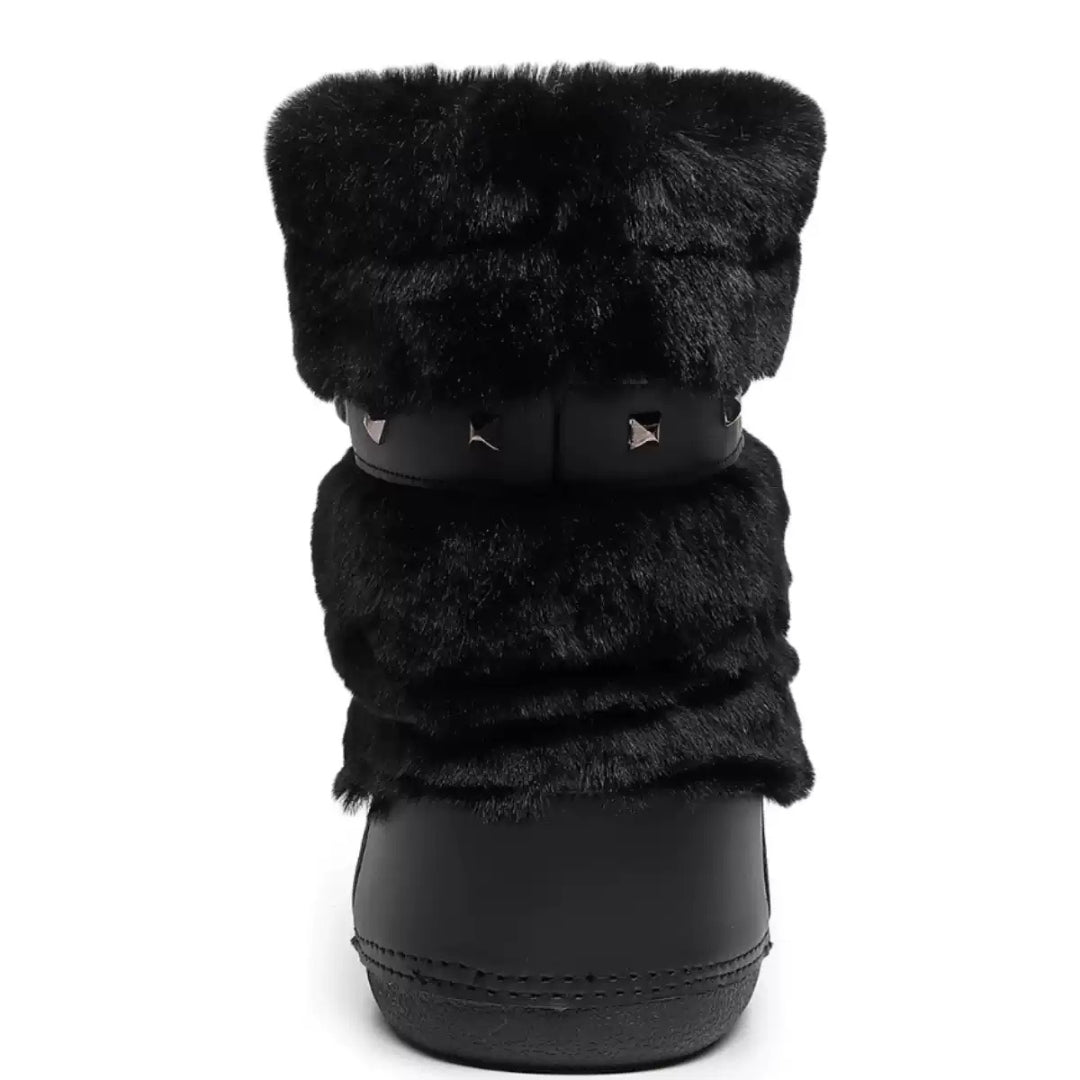 Plush Studded Platform Boots