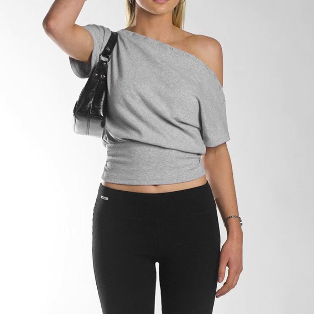 Women’s One-Shoulder Pleated Top