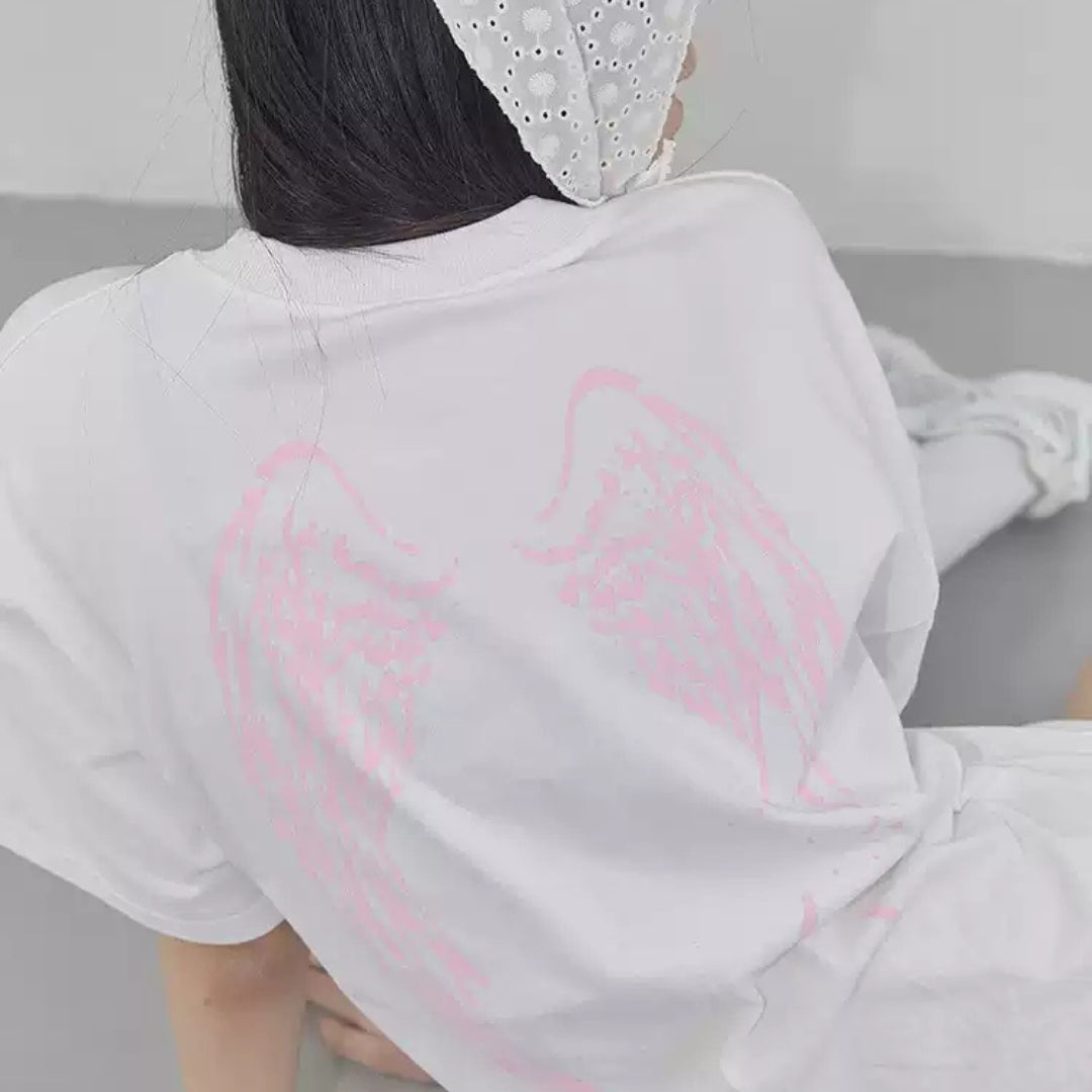 Grunge Angel Wings Graphic Tee