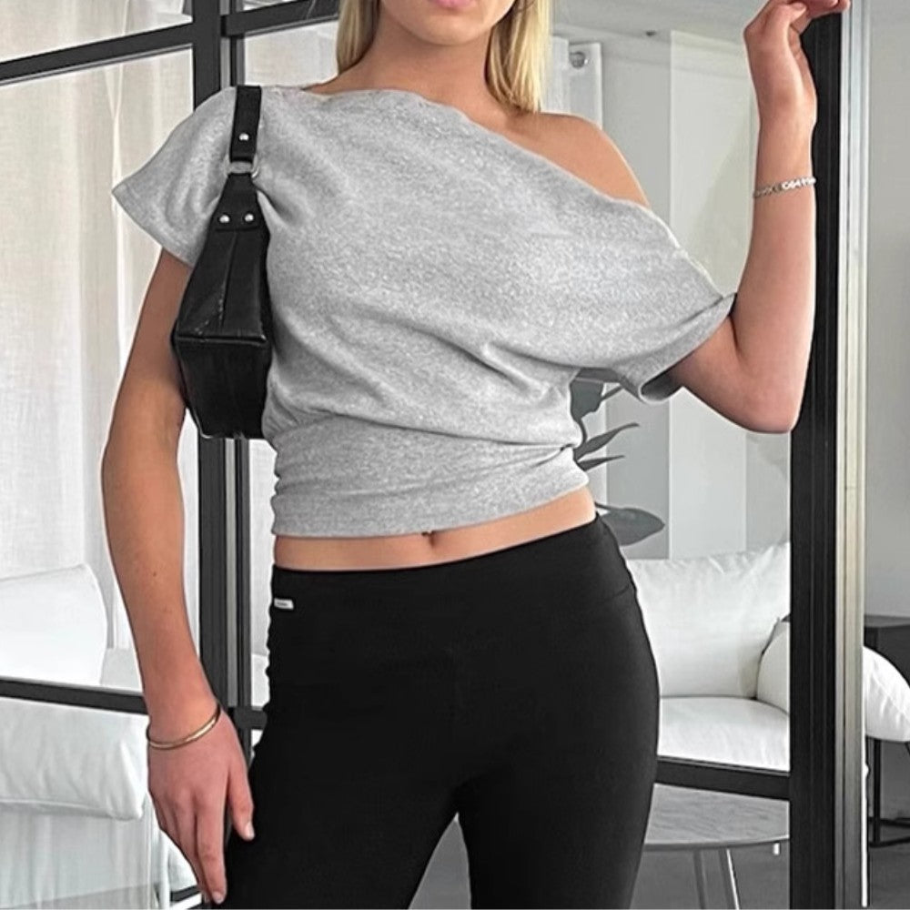 Women’s One-Shoulder Pleated Top