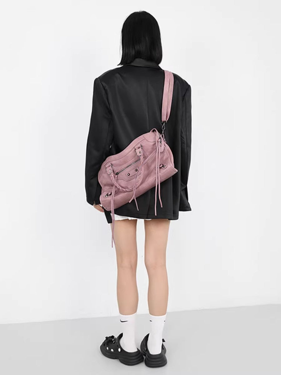 Dirty Pink Studded Crossbody Bag