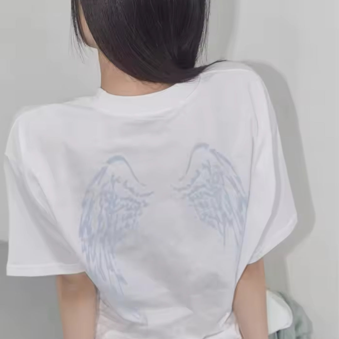 Grunge Angel Wings Graphic Tee