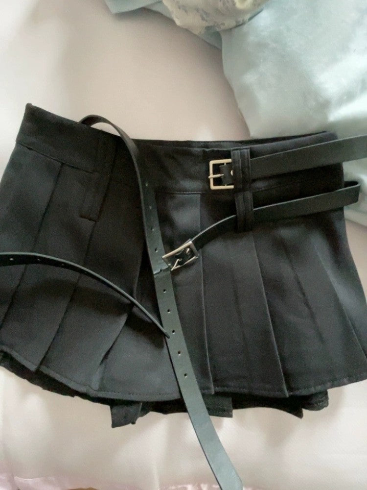 High-Waist Pleated A-Line Mini Skirt for Women