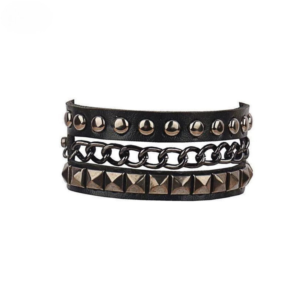Gothic Skull Rivet Leather Bracelet