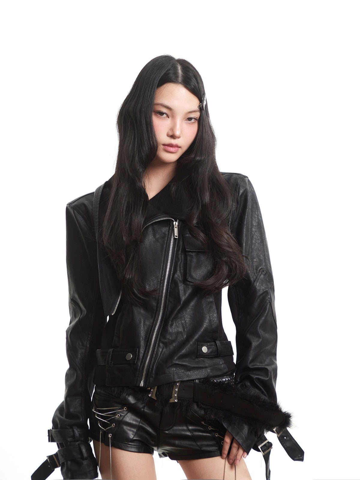 Functional Slim Motorcycle Leather Jacket