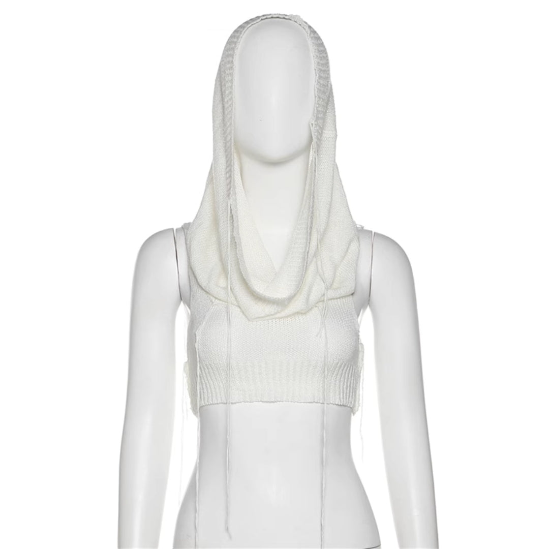 Knitted Hooded Cropped Top