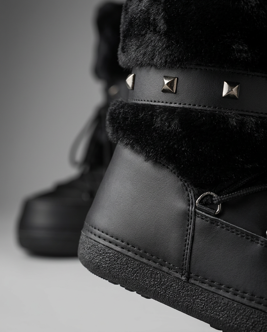 Plush Studded Platform Boots