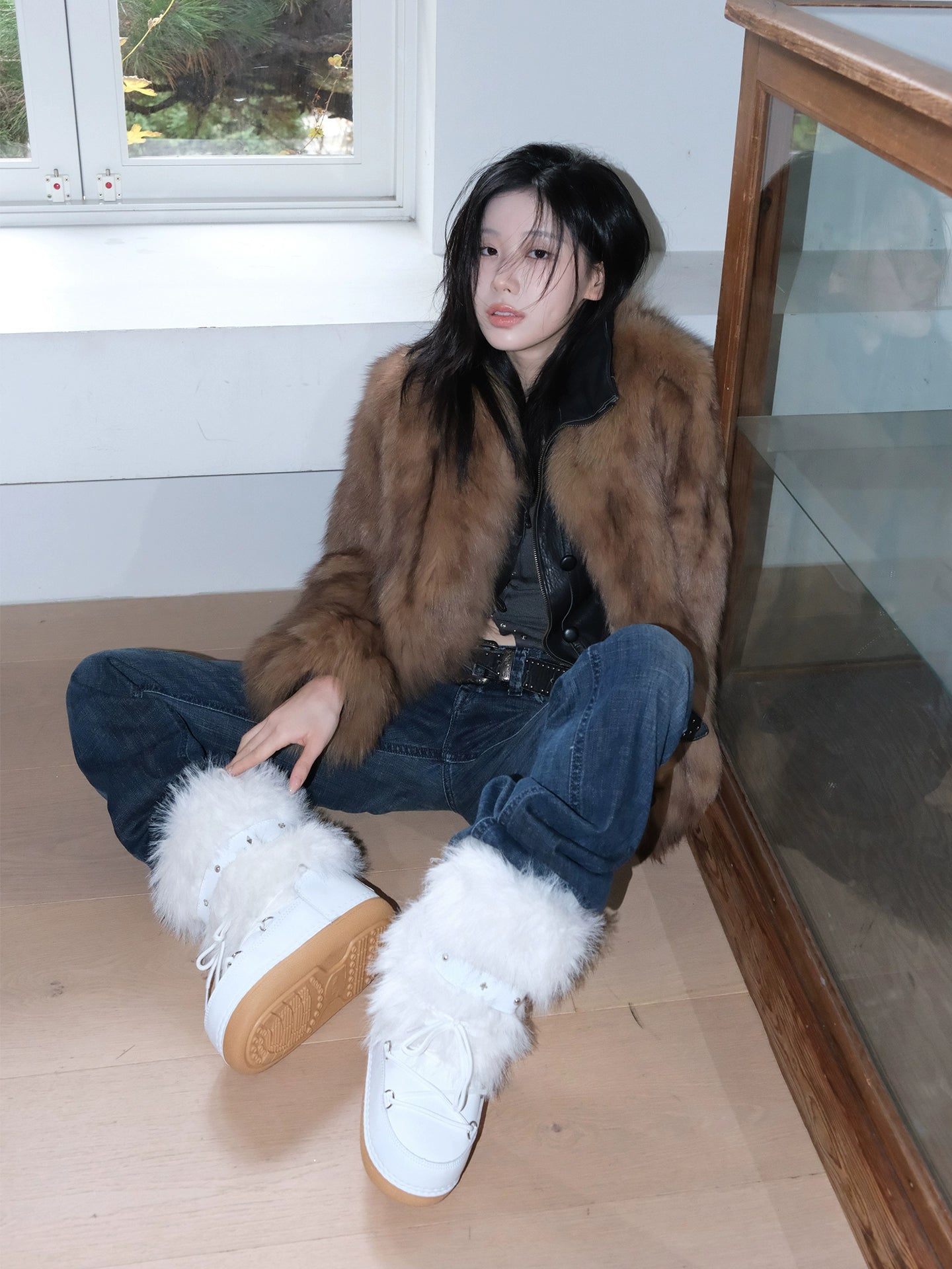 White Platform Snow Boots with Fur Lining