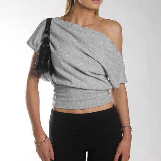 Women’s One-Shoulder Pleated Top