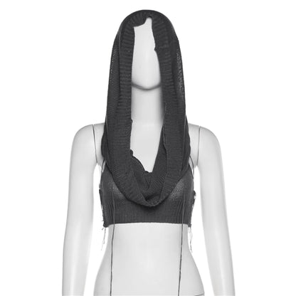 Knitted Hooded Cropped Top