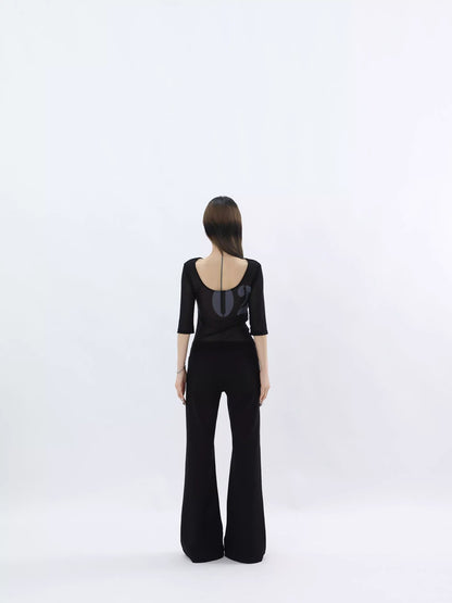 Mesh Sleeve Digital Print Tee