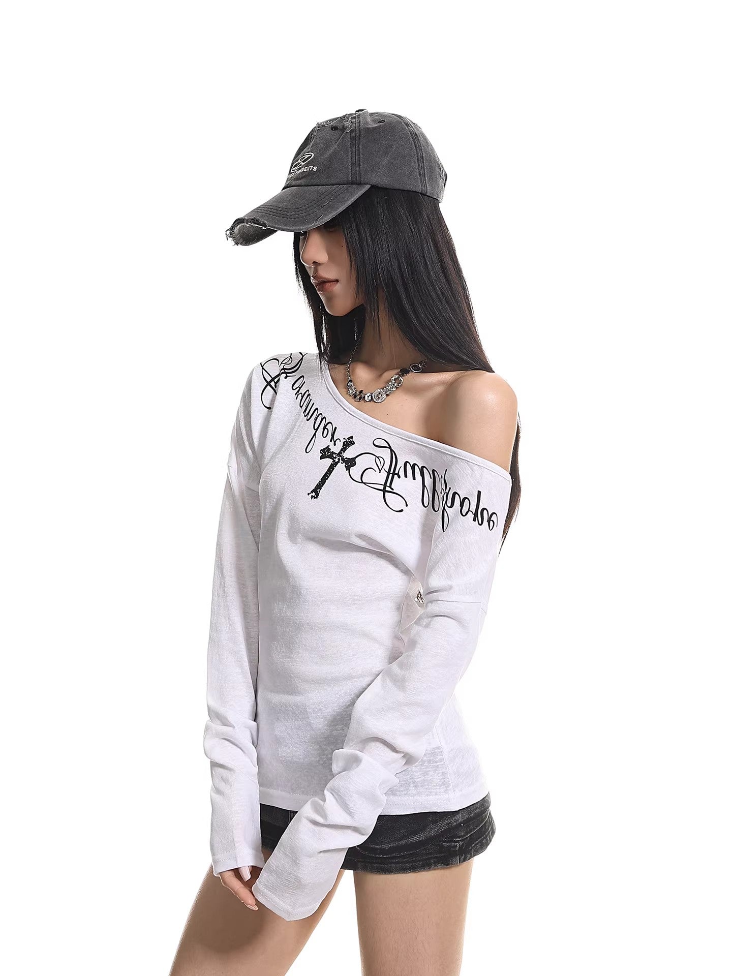 Cross Letter Off Shoulder Top