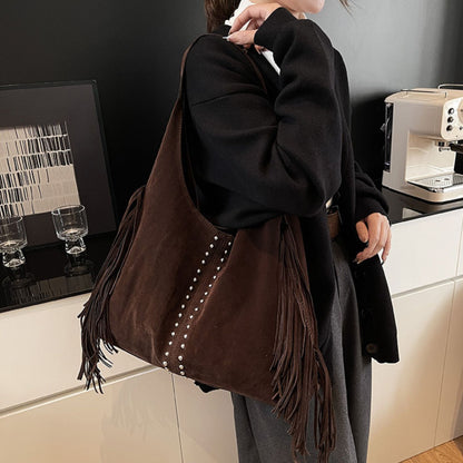 Fringed Suede Shoulder Bag
