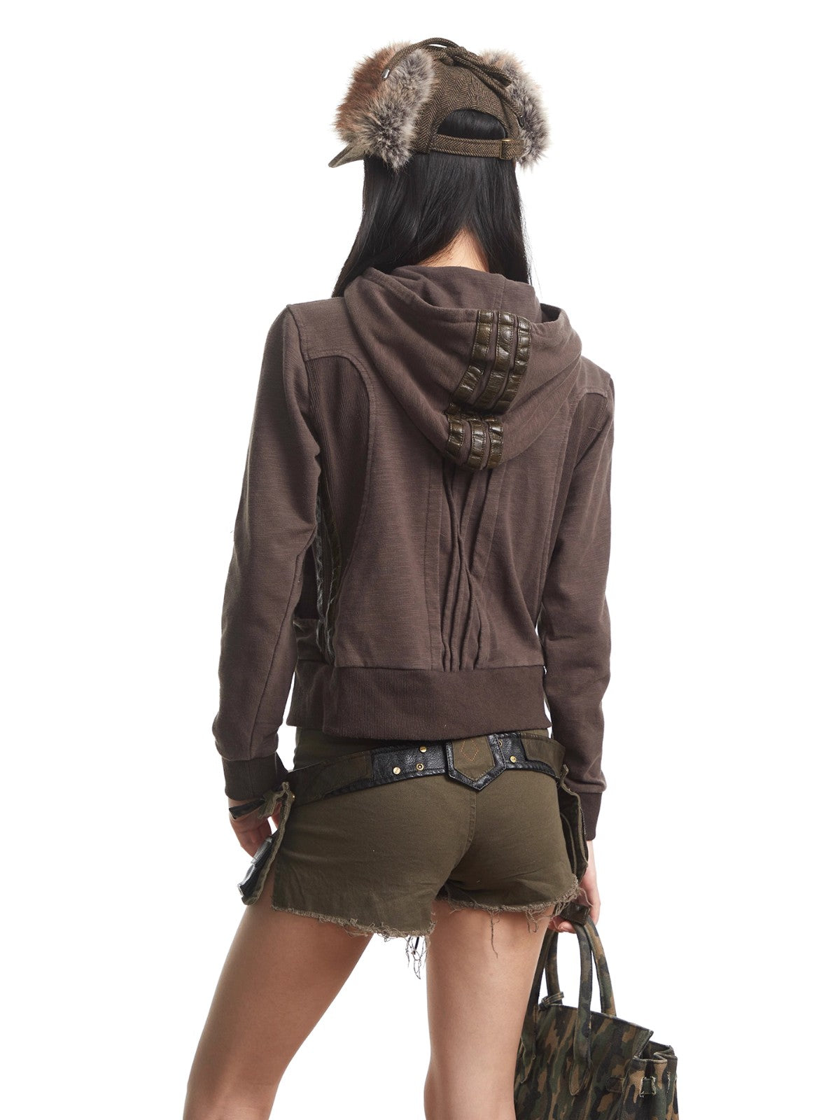 Retro Hooded Zipper Short Jacket