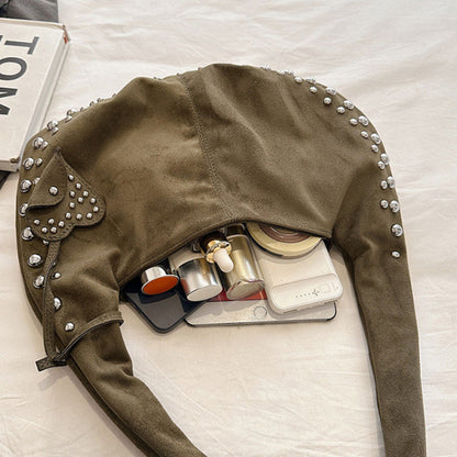 Studded Suede Shoulder Bag