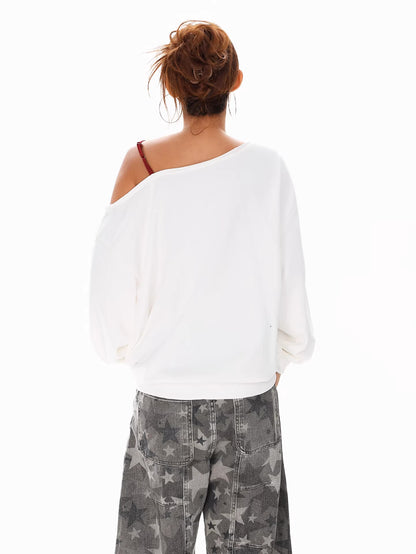 Off Shoulder Letter Print Sweatshirt