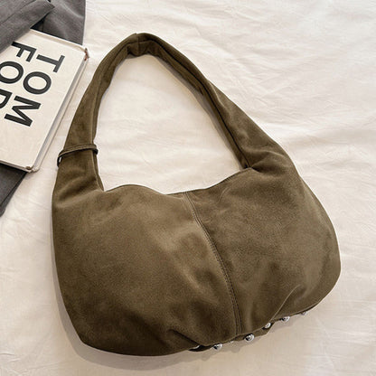 Studded Suede Shoulder Bag