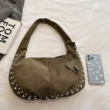 Studded Suede Shoulder Bag