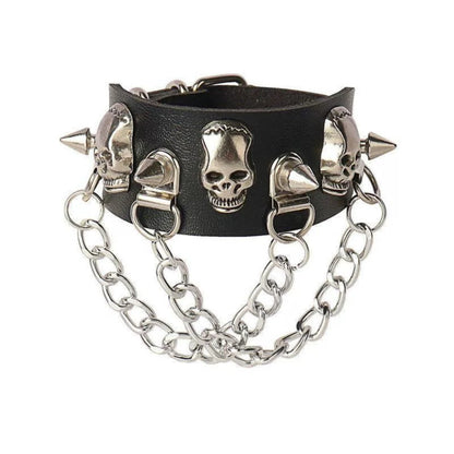 Gothic Skull Rivet Leather Bracelet