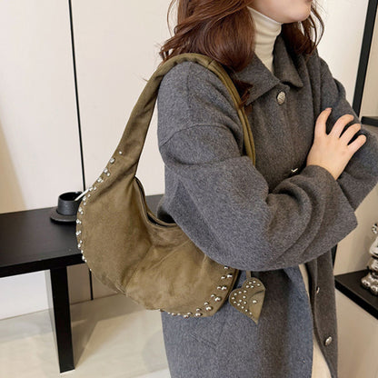 Studded Suede Shoulder Bag