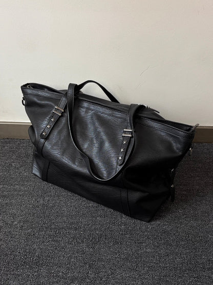 Soft Leather Pleated Tote Bag
