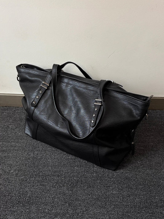 Soft Leather Pleated Tote Bag