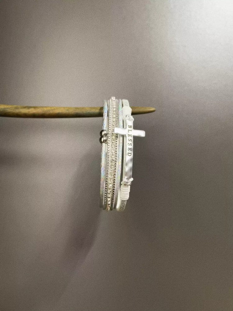 Vintage Multi-Layer Leather Cross Bracelet