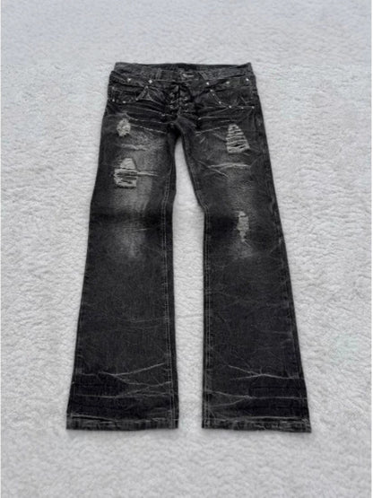 Y2K Distressed Flared Denim Jeans