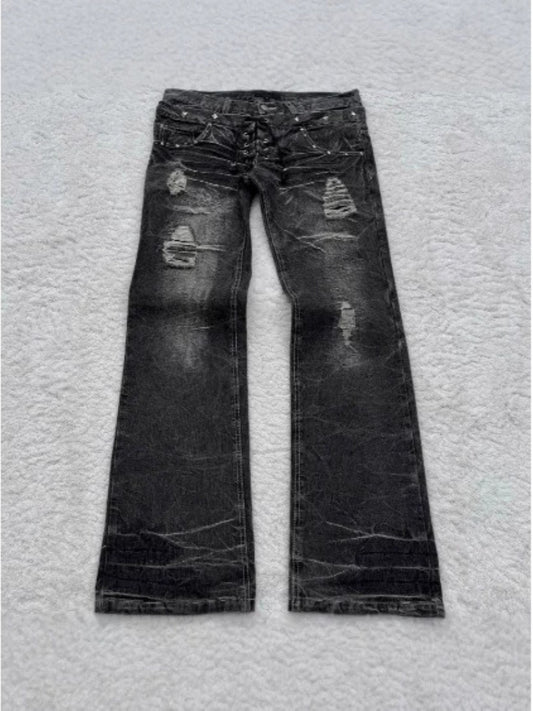 Y2K Distressed Flared Denim Jeans