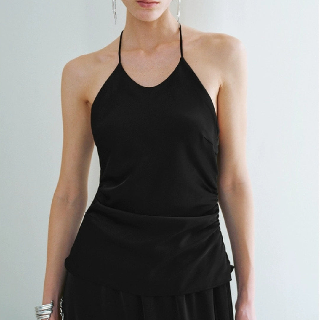 Asymmetrical Draped Detail Sleeveless Top