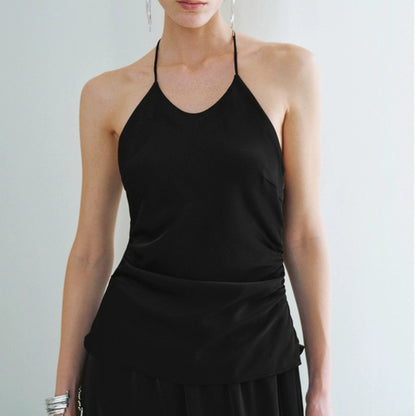 Asymmetrical Draped Detail Sleeveless Top