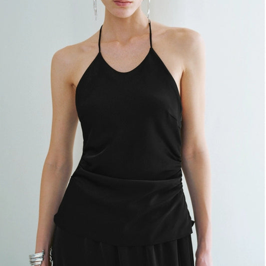 Asymmetrical Draped Detail Sleeveless Top