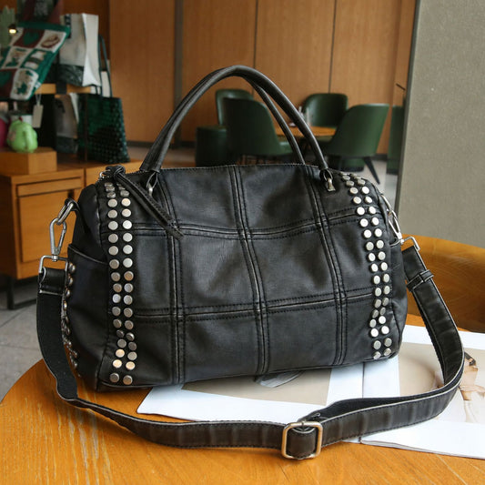 Studded Leather Duffel Bag