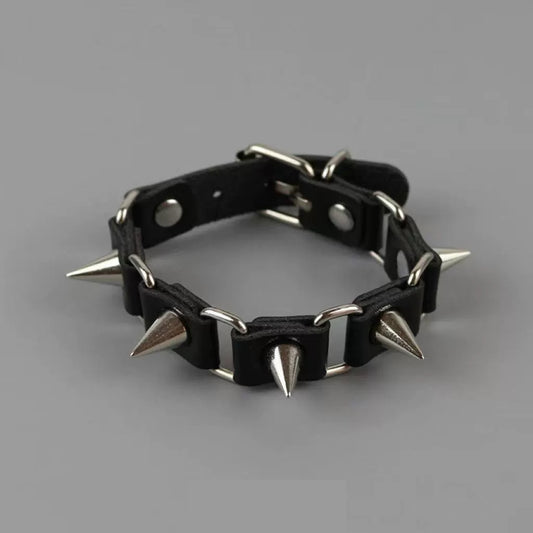 Riot Spike Leather Wristband