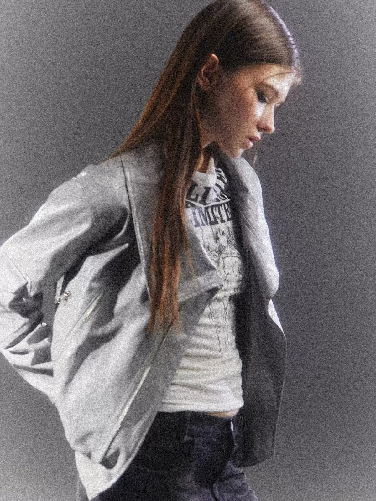 Silver Gray Asymmetric Wizard Jacket