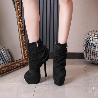 Suede Platform High Heel Boots