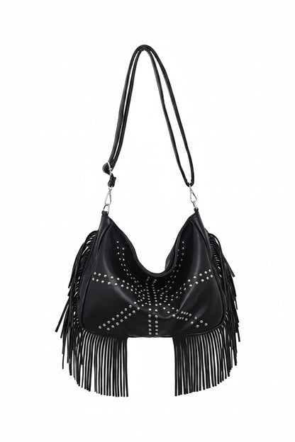Studded Fringe Shoulder Bag