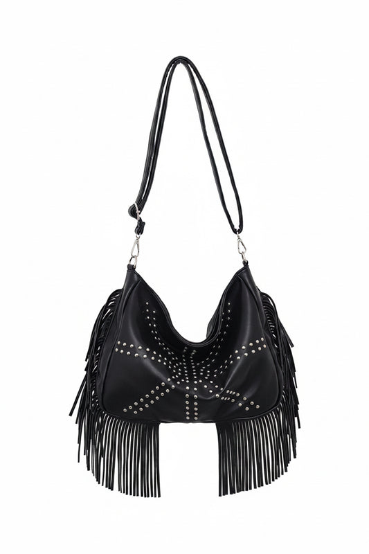 Studded Fringe Shoulder Bag