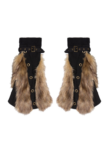 Plush Patchwork Shorts with Leg Warmers