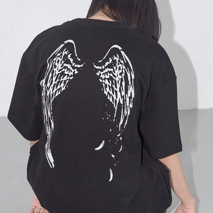 Grunge Angel Wings Graphic Tee