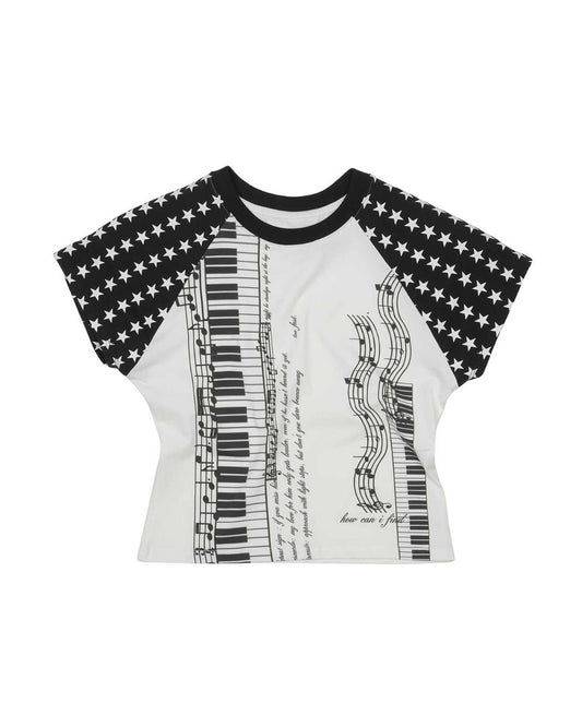 Music Print Crop Tee