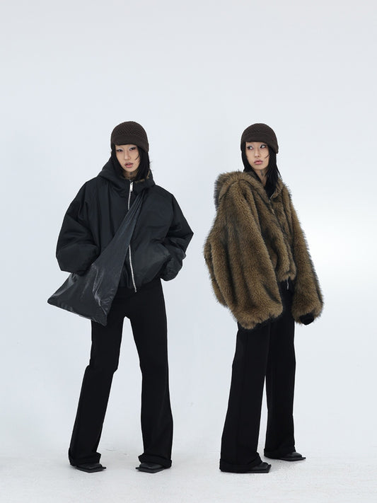 Reversible Waterproof Plush Fur Jacket
