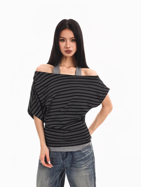 Striped Off Shoulder Halter Top