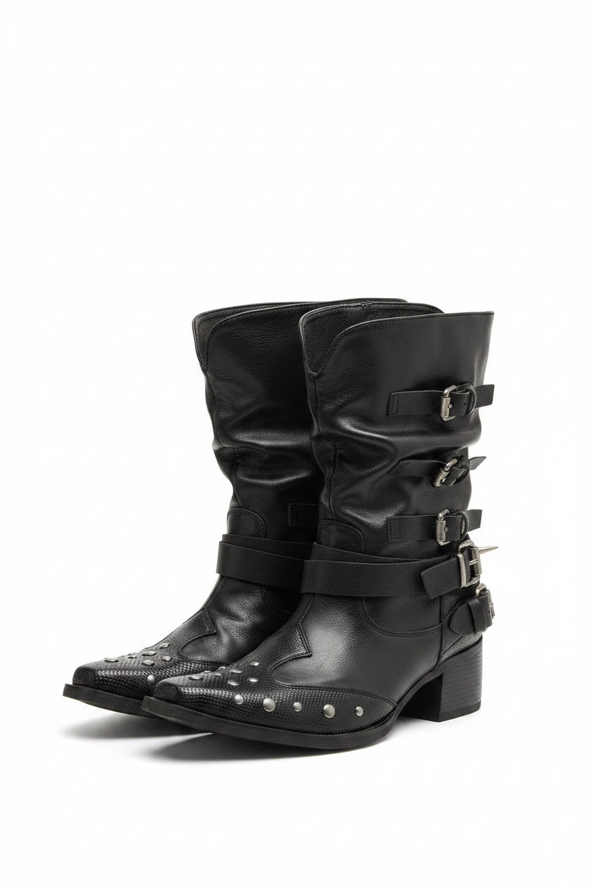 Studded Western Ankle Boots